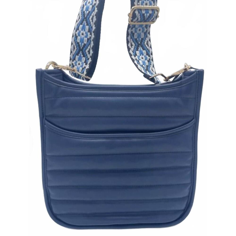 NEW AHDORNED char quilted messenger bag in navy